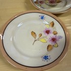 8 Pcs Child s Porcelain Tea Set Blue   Peach W  Flowers Handpainted Japan Vtg