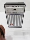 Vintage 1950s Crown Transistor Radio Tr333 Works W pigskin Case Flaws Black