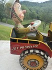 Vintage Unique Art Gi Joe   His Jouncing Jeep Wind Up Tin Toy Works