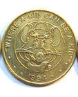 1994 -1995 - Chuck E  Cheese Pizza Arcade Game Rare Brass Coin Tokens -lot Of 2