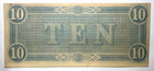1864  10 Csa Confederate States Of America Currency Note Richmond 85020