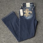 Miss Me Jeans Women Size 33 X 32 Stretch Mid-rise Bootcut Embellished Fleur New