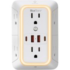 6-outlet Wall Mount Power Strip With 4 Usb Ports   Night Light - Surge Protector