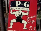 Vintage P And G Naphtha Soap Tin Metal Advertising Sign 