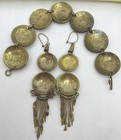 Peruvian Brass Coin Bracelet And Earrings Vintage