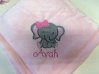 Personalized Monogrammed Cute Elephant Baby Girl Blanket