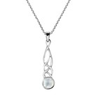 Celtic Weave White Mother Of Pearl Drop Sterling Silver Necklace Earrings Set