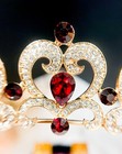Burgundy Rhinestone Tiara  Girl s Gold Tiara  Heart Shape Tiara  Princess Tiara