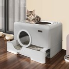 Enclosed Litter Box 20 x15  Large Cat Toilet Odorless Groomer Anti Splash Scoop