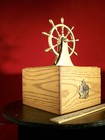 Vintage Nautical Brass Helmstand On Wooden Humidor Box