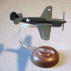 Vintage Ww2- Curtiss P-40 Fighter Airplane-aviation Desk Model-org- Wood Base