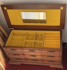 Vtg Japanese Tansu Jewelry Chest Large 15  Cherry Blossom Mcm Spindle Hardware