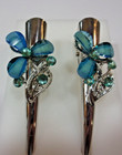 Fashion Hair Clips Metal 3  Alligator Rhinestone Floral Set Of 2 Blue Flowers