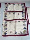 Vintage Rectangular Linen Placemats  set Of 6    Napkin Purple Pink Blue Floral