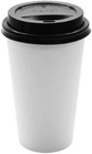 1000 Pack Disposable Poly Paper Hot  cold Coffee Tea White Cups With Lids 16 Oz