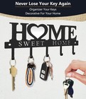 Wall Mounted Key Holder Organizer With Hooks Metal Rack Home Entryway Hanger