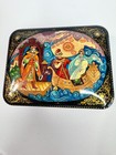 Russian Lacquer Box Hand Painted Fairy Tale Ship Scene Red Interior 5  Russia