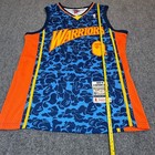 Bape X Mitchell   Ness Warriors Jersey 2009-10 Hardwood Classics Camo Blue L 44