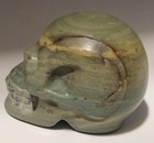 2  Natural Green Jade Banded 102g Hand Carved Crystal Skull Realistic Healing