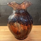 Vintage Dugan Glass Amethyst Frit  Triple Pinch Bulbous Vase Lustre Finish