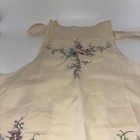 Cotton Blend Bib Apron W Embroidered Flowers   Pockets Size Med  1 Spot