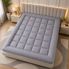 Full Size Mattress Pad  4 Inch Extra Thick Quilted Pillow Top  Plush Gray Stripe