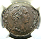 Venezuela Centavo 1863 Heaton  Ngc Au 55 Bn