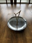 Vintage Kromex Chrome Serving Stand Mid Century Retro Atomic  Tray Two Tone