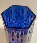 Iridescent Tapered Blue Glass Vase - Vintage Rare     