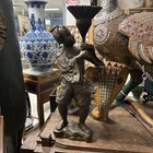 Japanese Antique  Meiji Bronze Person In Ornate Robe