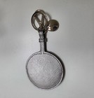 Prada Silver Mirror Key Chain Keyring With Clip In Silver Saffiano Leather