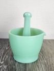 Jadeite Green Milk Glass Mortar   Pestle - Green Glass Kitchen Decor - 8 Oz