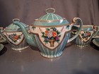Antique Noritake Hand Painted Lusterware Tea Set For 4 Tea Pot Cups Saucers Dish