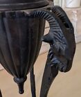 Vintage Brass Or Bronze Neoclassical 3 Goat Head Hoof Incense Burner