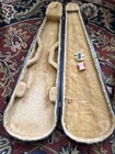 Antique Black Wooden Violin Case With Plush Lining   Metal Hardware 