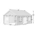 13 x20  Heavy Duty Steel Carport Car Tarp Canopy Tent W  Sidewall   Doors  White