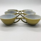 Set Of 6 Vintage Fire King Cups Green Fade To Black Color Coffee Tea Cups