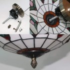 Vintage Stained Glass Recessed Ceiling Light Fixture  12  Wide 