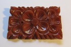 Vintage Lg  Butterscotch Bakelite Carved Floral Pin 40 s