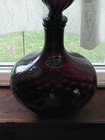 Vintage 14  Amethyst Purple Genie Bottle Decanter   Ribbed Stopper Empoli Italy 