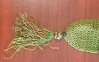 Antique Victorian Green red tan black Handcrafted Miser Purse With Steel Beads 