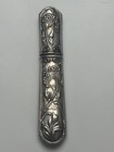 French Antique 19th Needle Holder Silver Box Ornate Floral Collectible