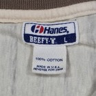 Vintage Hanes Beefy T Shirt Mens Large Beige Striped Polo Usa Made Blank 90s