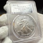Burnished 2019 W  1 Silver Eagle Pcgs Sp70 Fs Denver Silver Foil 1 Of 79 Mint