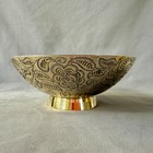 4 Antique Indian Brass Engraved Bowl Etched Vase Candlestick Pitcher Ornate Lot