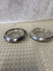 Pair Of Rare Vintage Sterling Silver And Crystal Sunflower Coasters