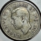 1945 Canada 50 Cents George Vi Coat Of Arms Half Dollar Silver Coin