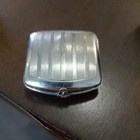 Antique 1920s Classic Art Deco Blue Enamel Design Makeup Compact Mirror Rouge