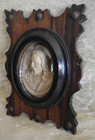 Antique Wooden Frame  Curved Glass  Limestone Meerschaum  Our Lord Jezus Christ