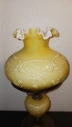 Fenton Glass Student Lamp Wild Roses   Bowknot Honey Amber Overlay